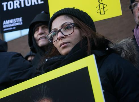 Ensaf Haidar, à la manifestation d'Amnesty International Canada © Karel Chladek