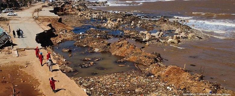 Image des inondations à Darnah, Libye 